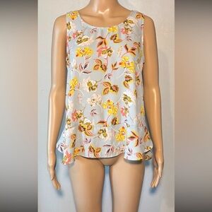 Philosophy Women's Blouse Size PS Floral Sleeveless Ruffle Round Neck Flowy